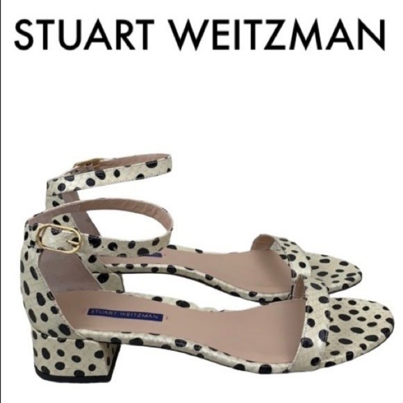 Stuart Weitzman Shoes - STUART WEITZMAN BLACK CREAM LOW HEEL SANDALS 10.5